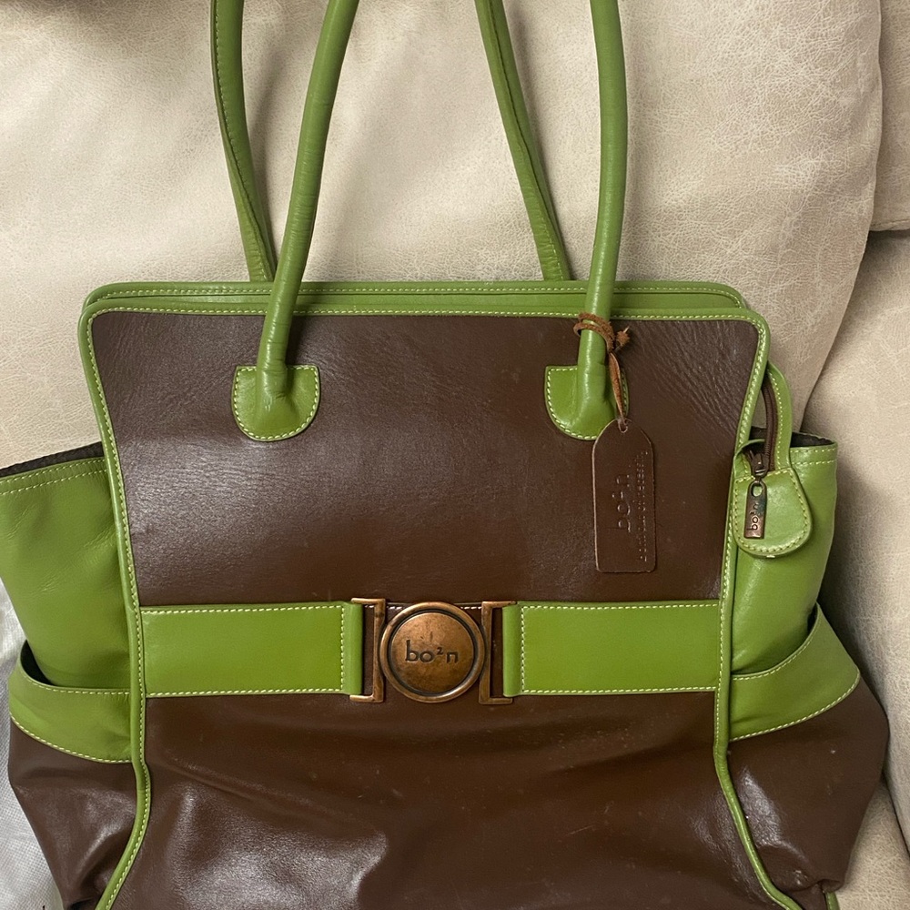 Brown and Green Women's Tote Bag - Picture 2 of 6